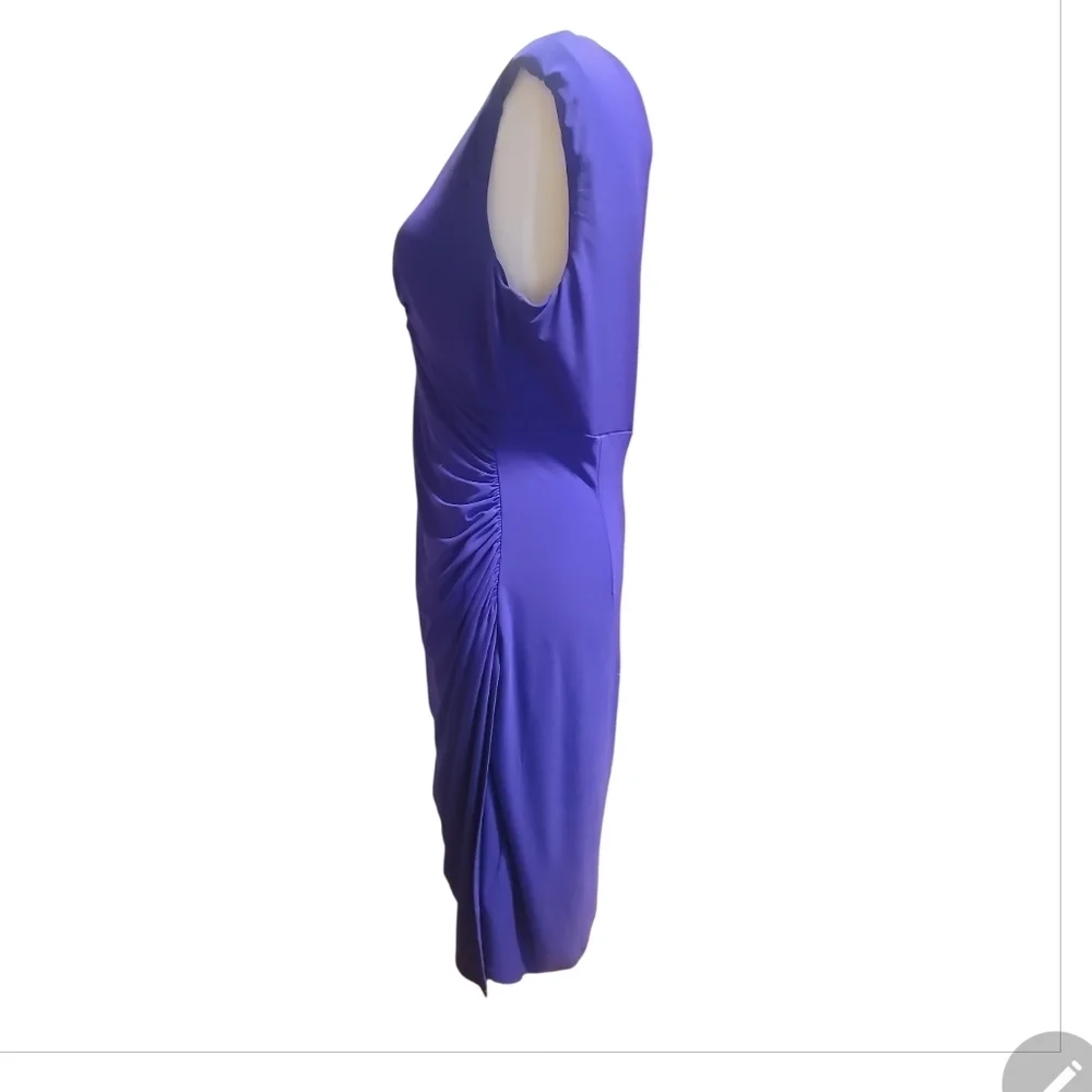 Lauren Ralph Lauren Vivid Purple Midi faux wrap stetch sheath Dress 12